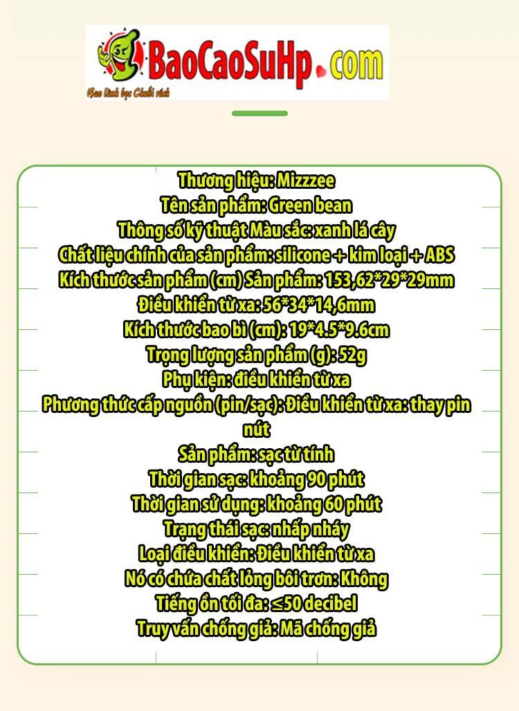 Trứng rung Mizzzee Green Bean điều khiển không dây kích thích