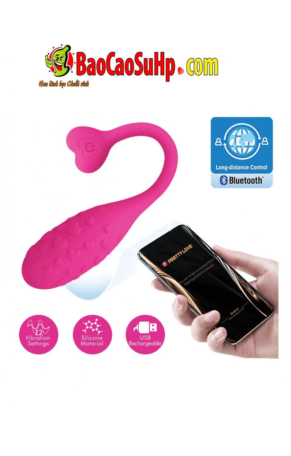 Trứng rung điều khiển App Prettylove Fisherman sần lực rung hiện đại