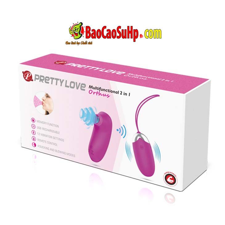 trung rung Baile Prettylove Patilla Silicon 12 - Bộ trứng rung hút Điều Khiển Từ Xa 2 quả Baile Prettylove Orthusy Silicon Sạc Cho Nữ 14901W