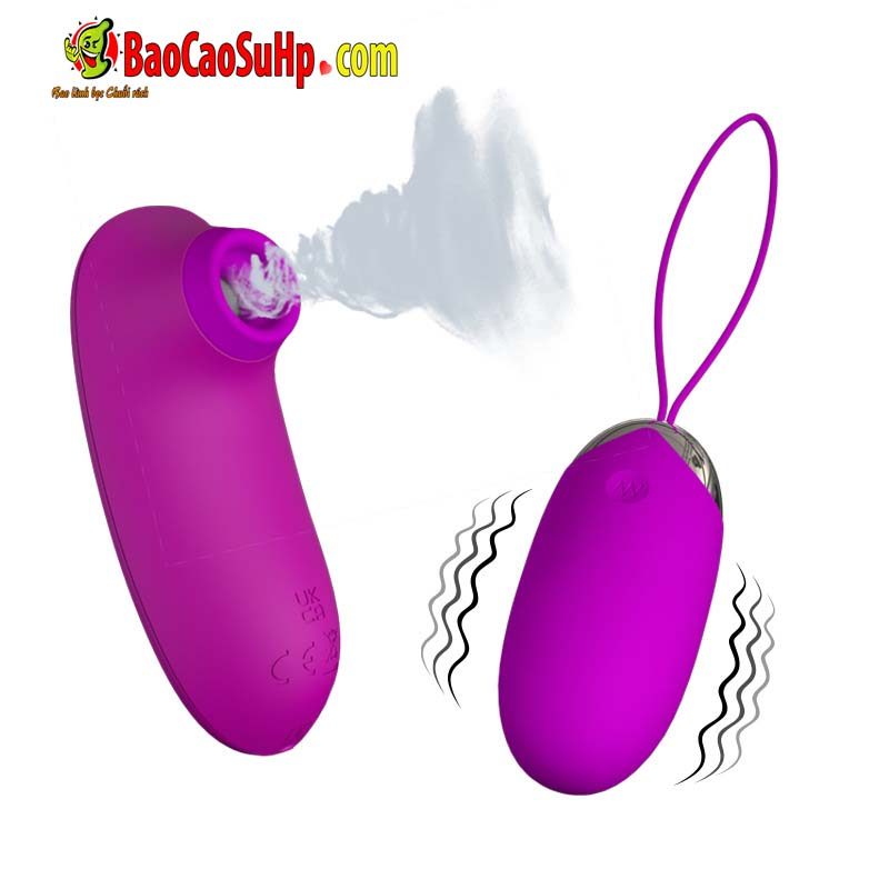 Bộ 2 trứng rung hút silicon sạc từ xa Baile Prettylove Orthusy