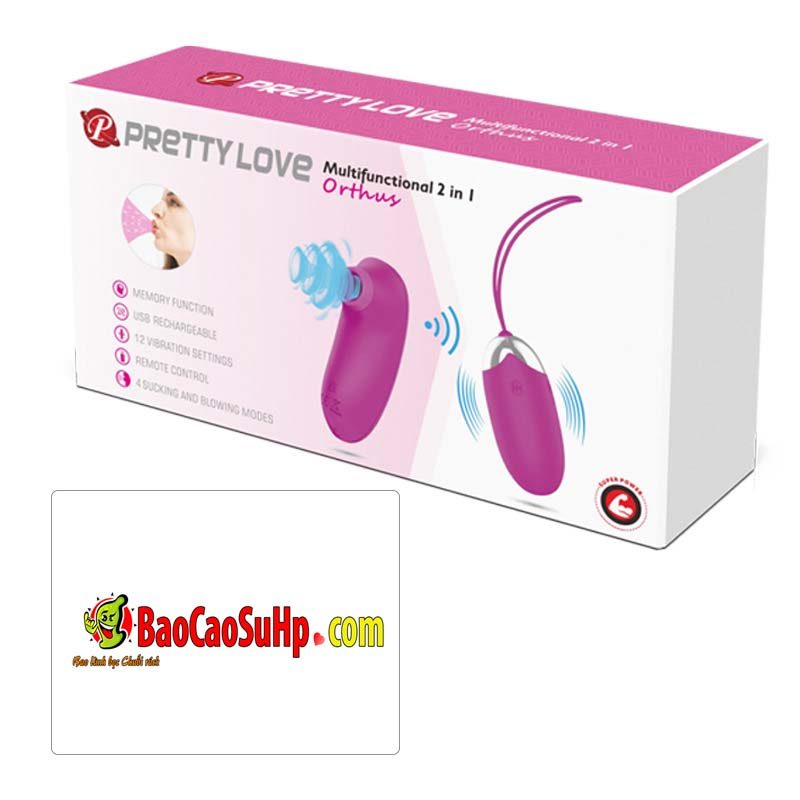 Bộ 2 trứng rung hút silicon sạc từ xa Baile Prettylove Orthusy