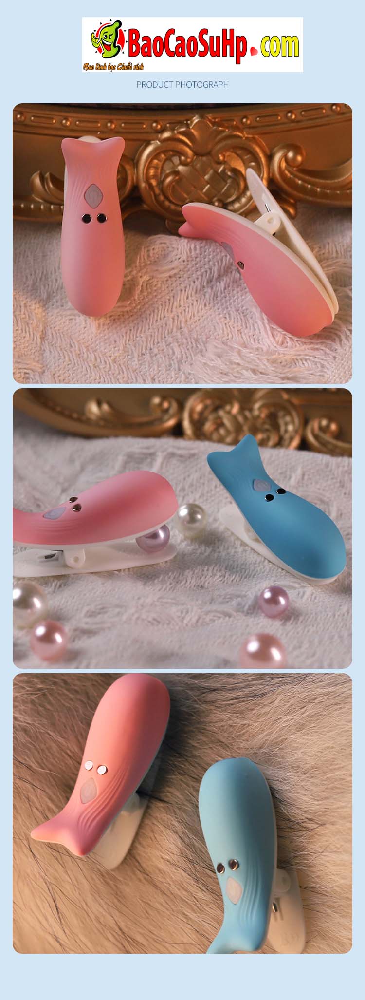 Kep ti dieu khien tu xa Jiuuy Mini Dolphin 21 - Kẹp ti điều khiển từ xa Jiuuy Mini Dolphin đa tần số massage ngực