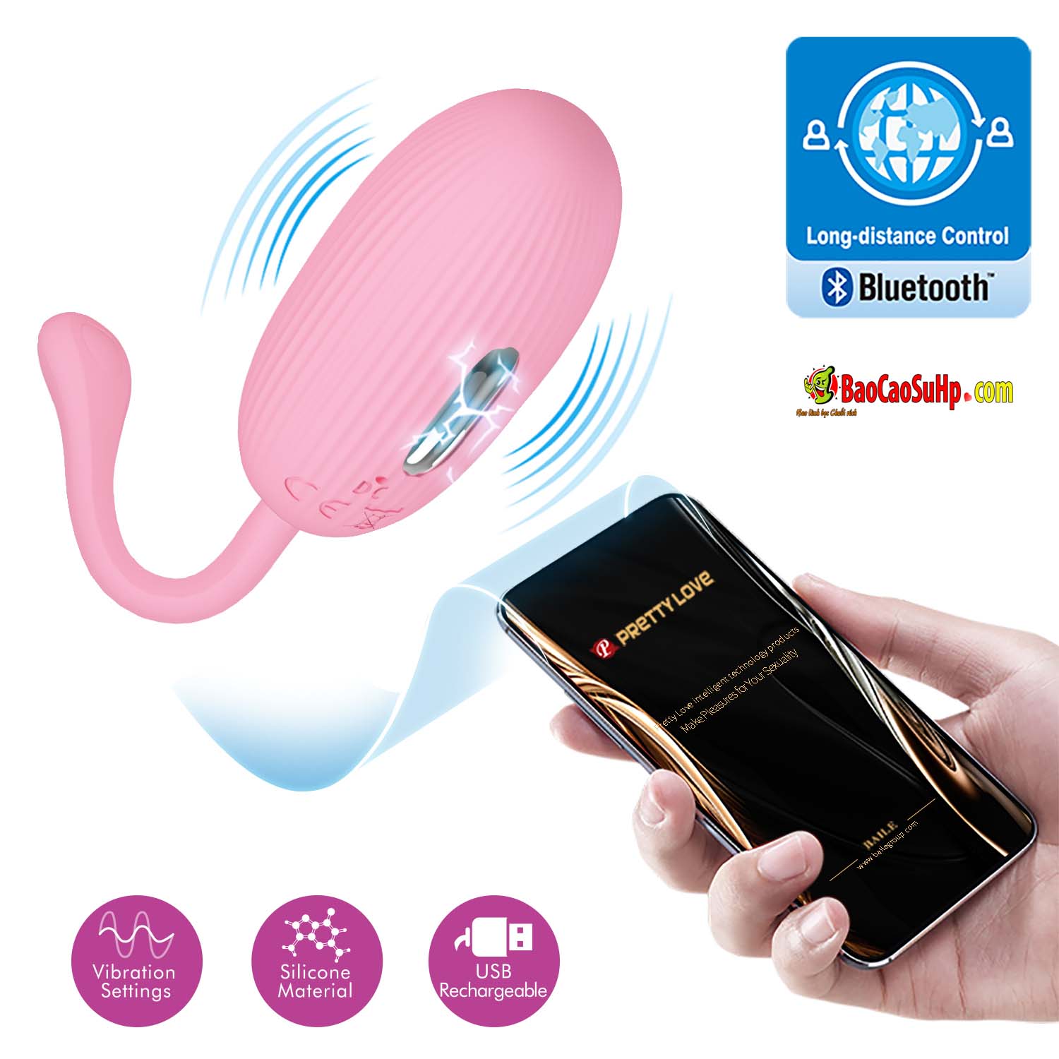 Trứng rung điều khiển App Prettylove Doreen sạc điện kích thích