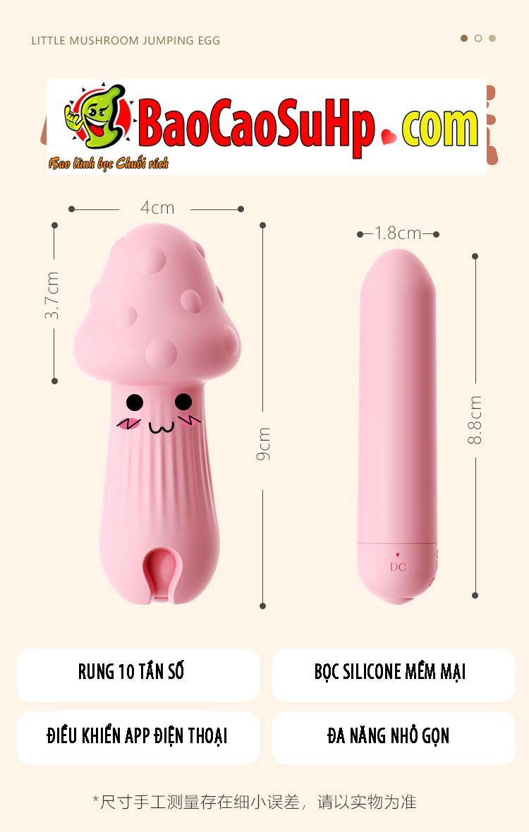 Trứng rung nấm Cute Pink Baby BOOM nhỏ gọn rung mạnh đa chức năng