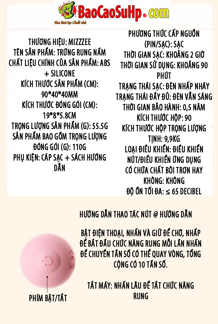 Trứng rung nấm Cute Pink Baby BOOM nhỏ gọn rung mạnh đa chức năng