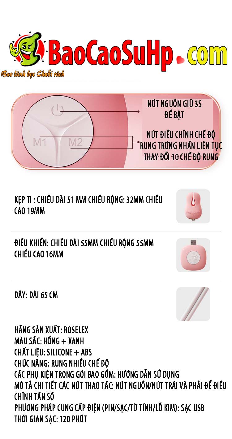 kep ti ROSELEX Louisa 2 qua 8 - Kẹp ti ROSELEX Louisa mềm mại nhẹ nhàng nhiều chế độ rung