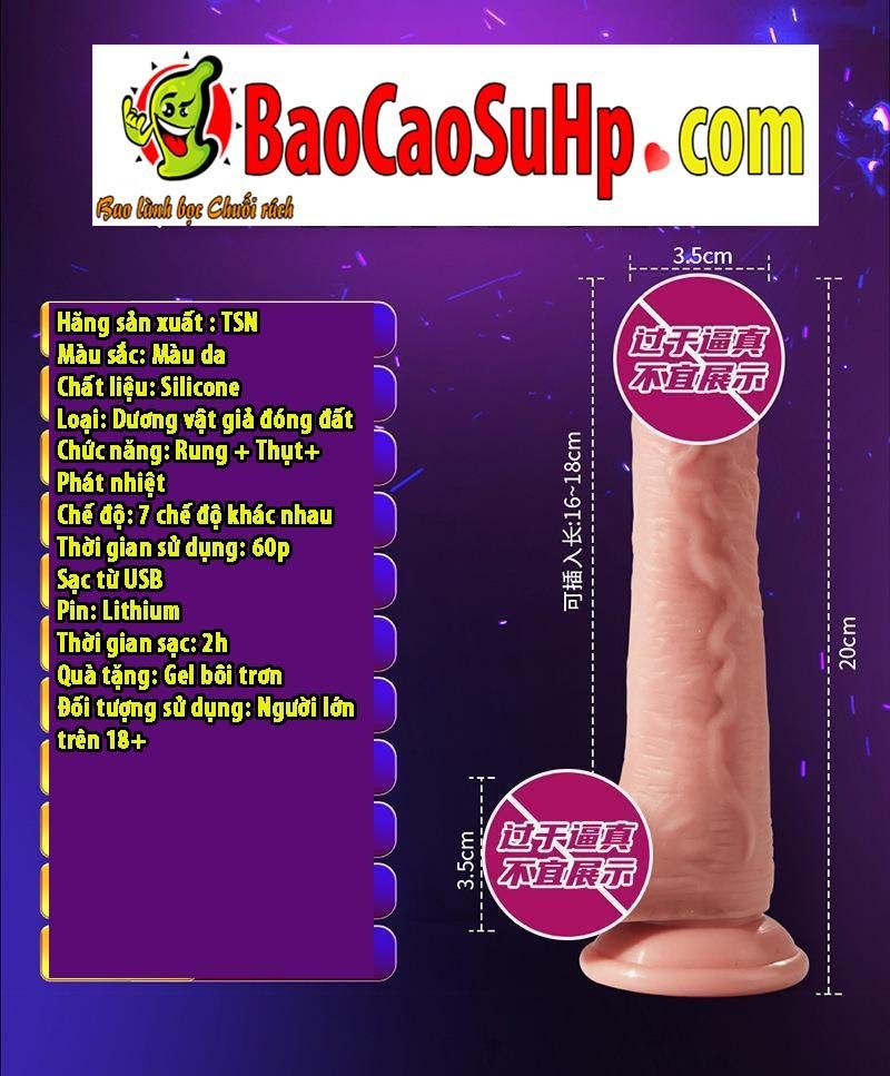 duong vat gia TSN PON 13 - Dương vật Silicone TSN PON đóng đất thụt 7 chế độ siêu mềm mại          