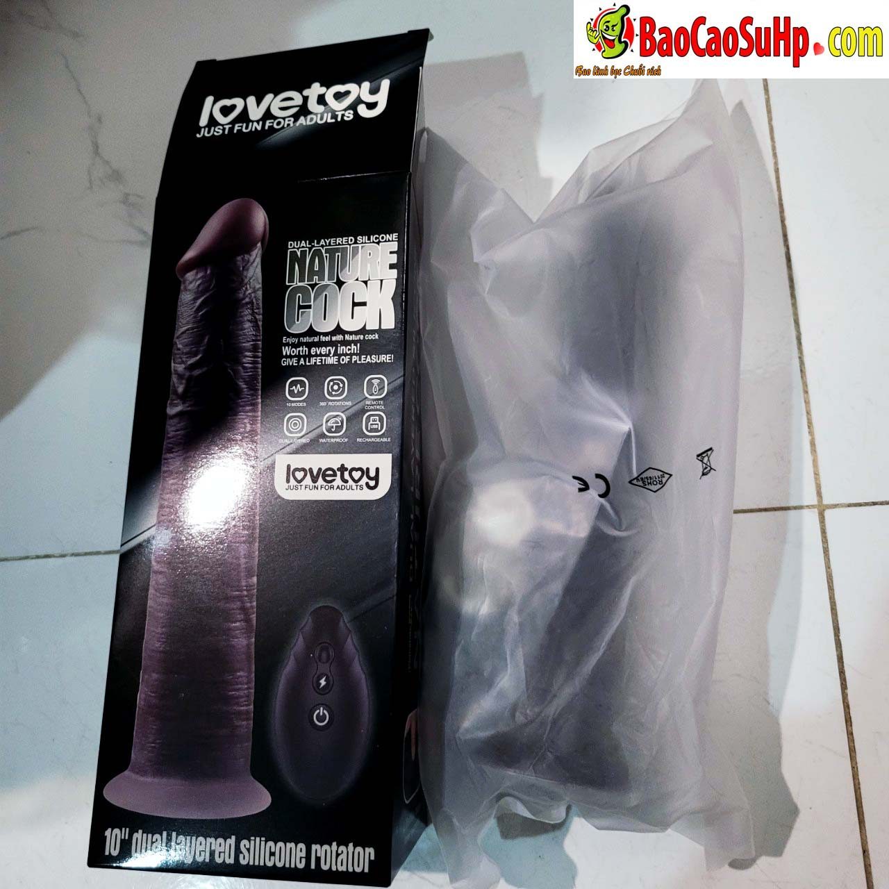 Duong vat gia Lovetoy USA 10 Dual Layered Silicone Rotator Black - Dương vật giả Lovetoy USA 10'' Dual Layered Silicone Rotator Black