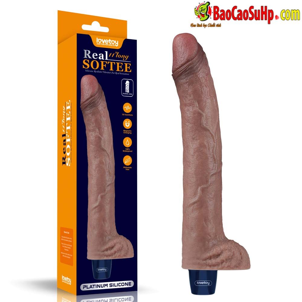 Dương vật giả Lovetoy USA rung silicon có thể sạc lại 11″ REAL SOFTEE LV430224