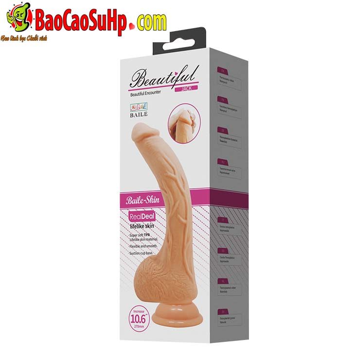 Bao cao su dương vật giả Baile Jack Real Skin mềm dài thật