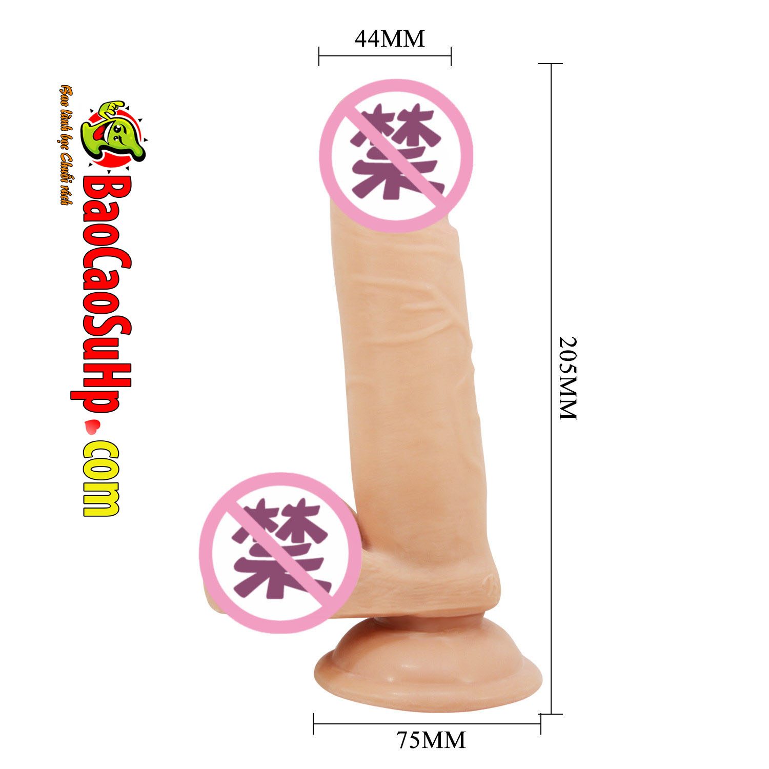 Dương vật giả Prettylove Sliding Skin TPR mềm mịn da bìu chân thật