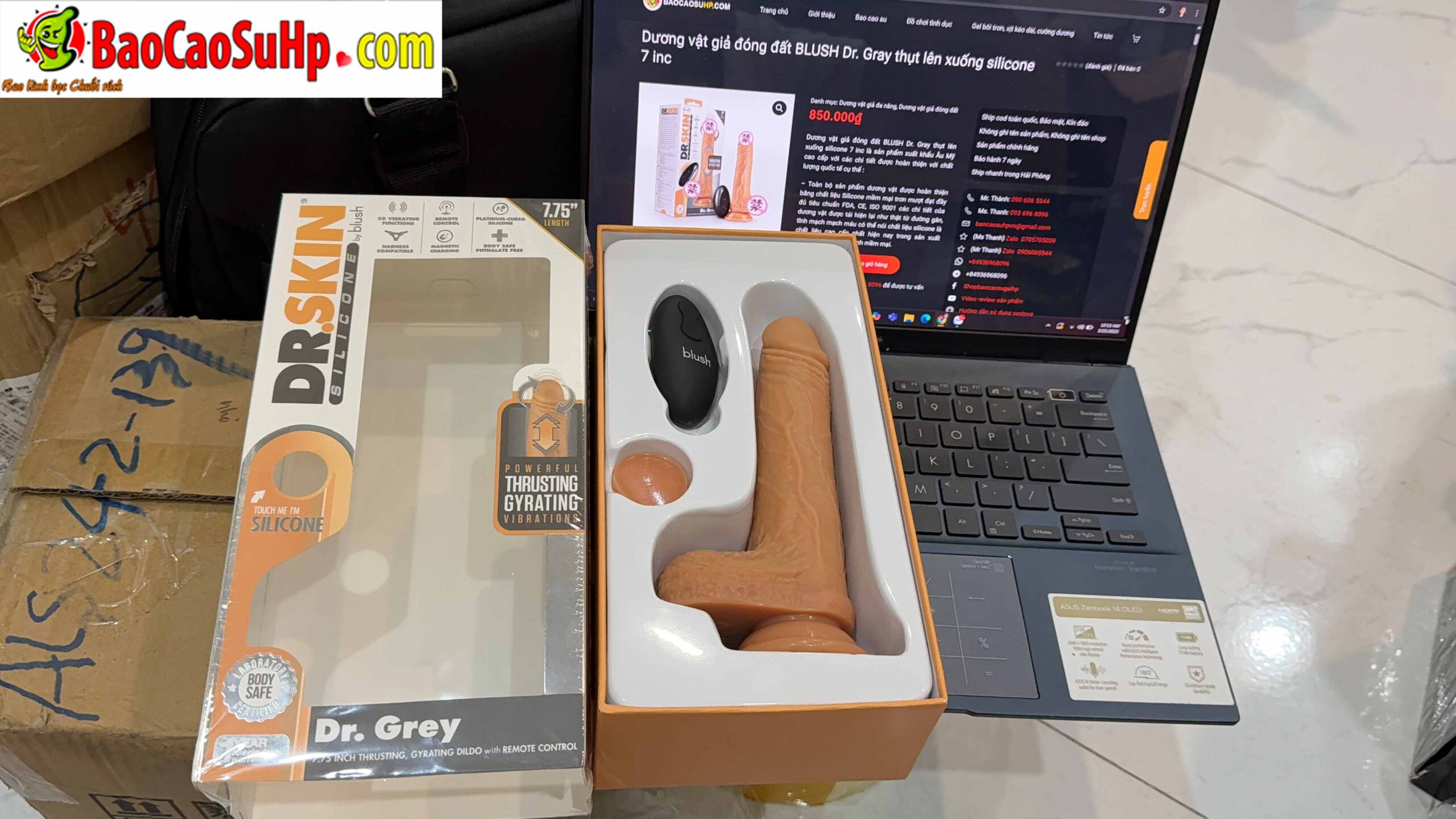 BLUSH Dr. Gray 7 inch silicon dương vật giả thụt siêu thực cực đã