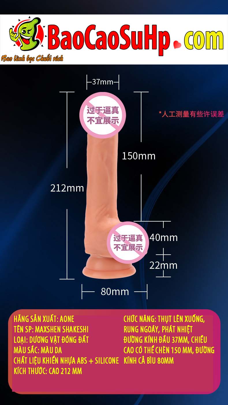 Dương vật đóng đất Maxshen Shakeshi Silicone Japan thụt ngoáy