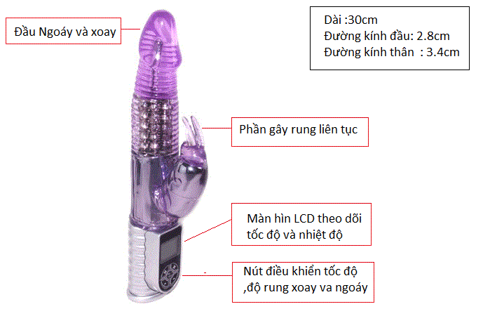 Dương vật giả LCD Hot Baby cao cấp Rung xoay ngoáy Mạnh mẽ Dương vật giả LCD Hot Baby cao cấp Rung xoay ngoáy Mạnh mẽ