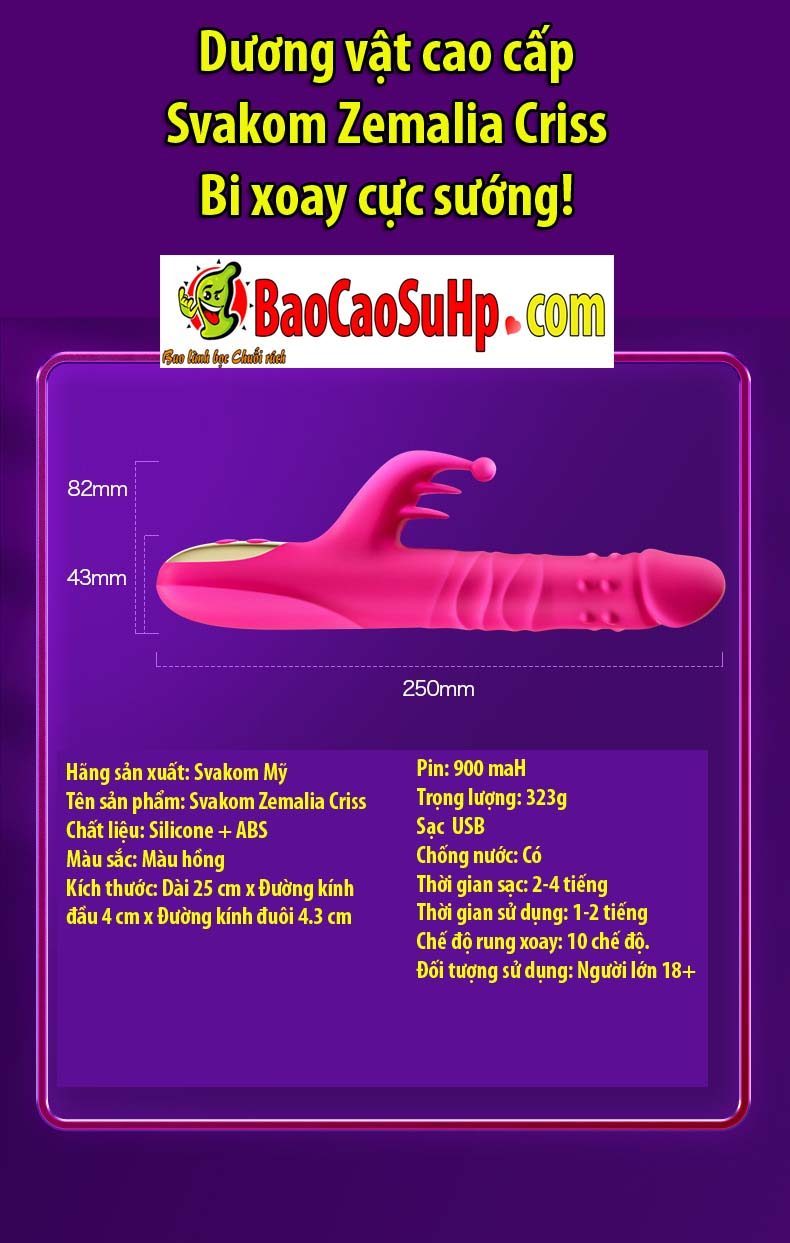 Dương vật cao cấp Svakom Zemalia Criss xoay cực sướng bền bỉ