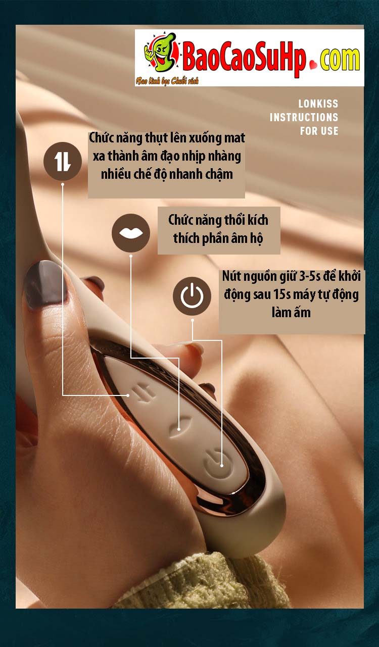 Dương Vật Giả Pulse Solo Lonkiss Phát Nhiệt Hút Rung Sang Trọng Bền