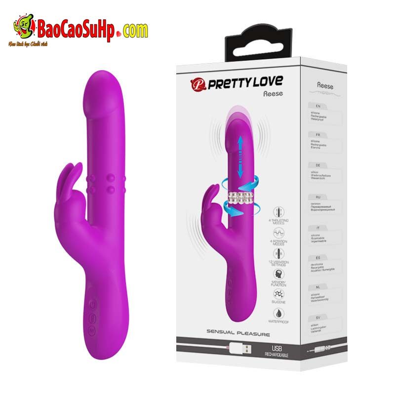 Dương vật giả tai thỏ Pretylove Reese rung bi xoay thụt cực mạnh