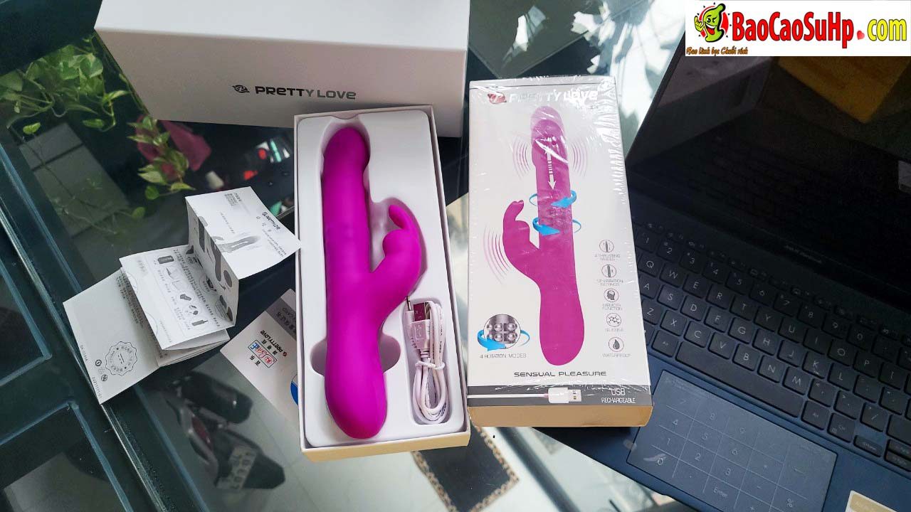 Dương vật giả tai thỏ Pretylove Reese rung bi xoay thụt cực mạnh