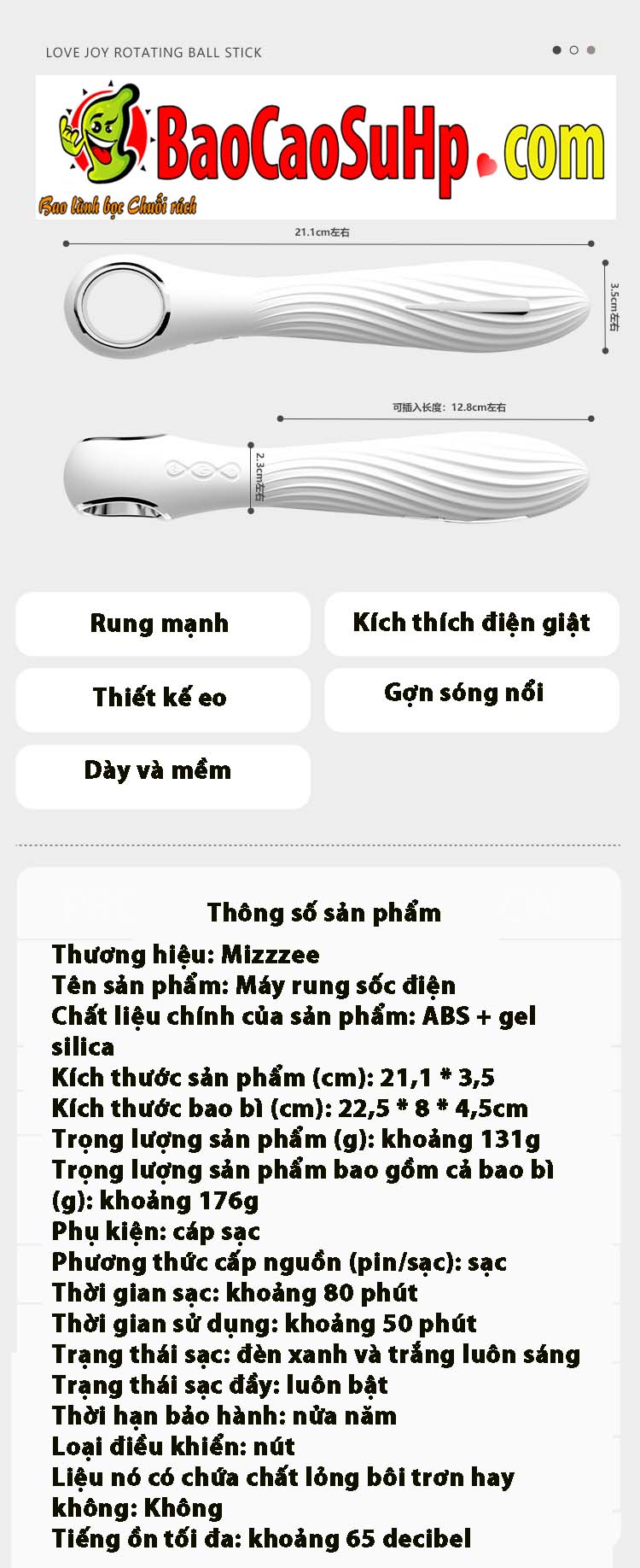 may rung dien mizzzee love white 20 - Máy rung điện giật Mizzzee White Love dùng là tê tái nhiều chế độ.