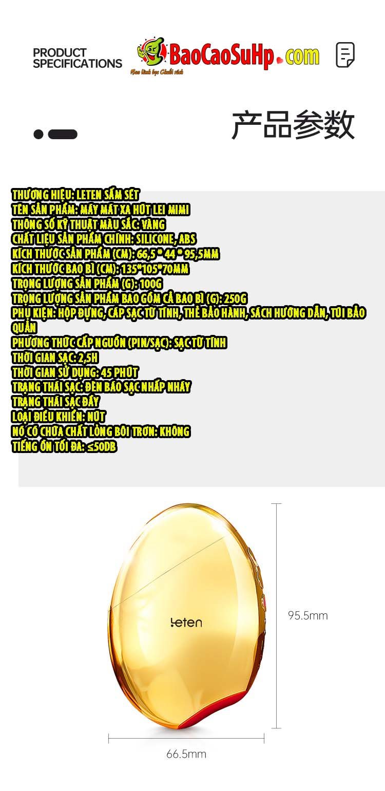 Máy massage Letten Lei Mimi Gold cao cấp hút rung sang trọng nữ dùng