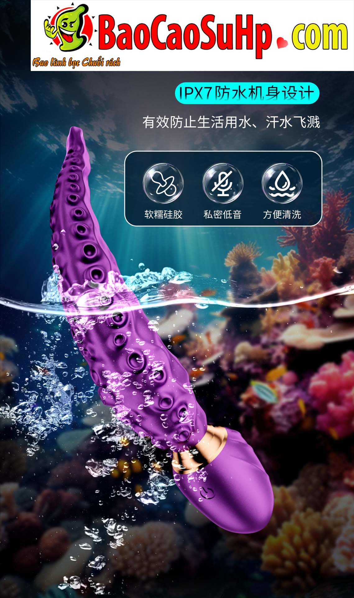 chay rung Octopus Stick Purple 12 - Chày rung 2 đầu Octopus Stick Purple rung ngoáy độc đáo Silicone