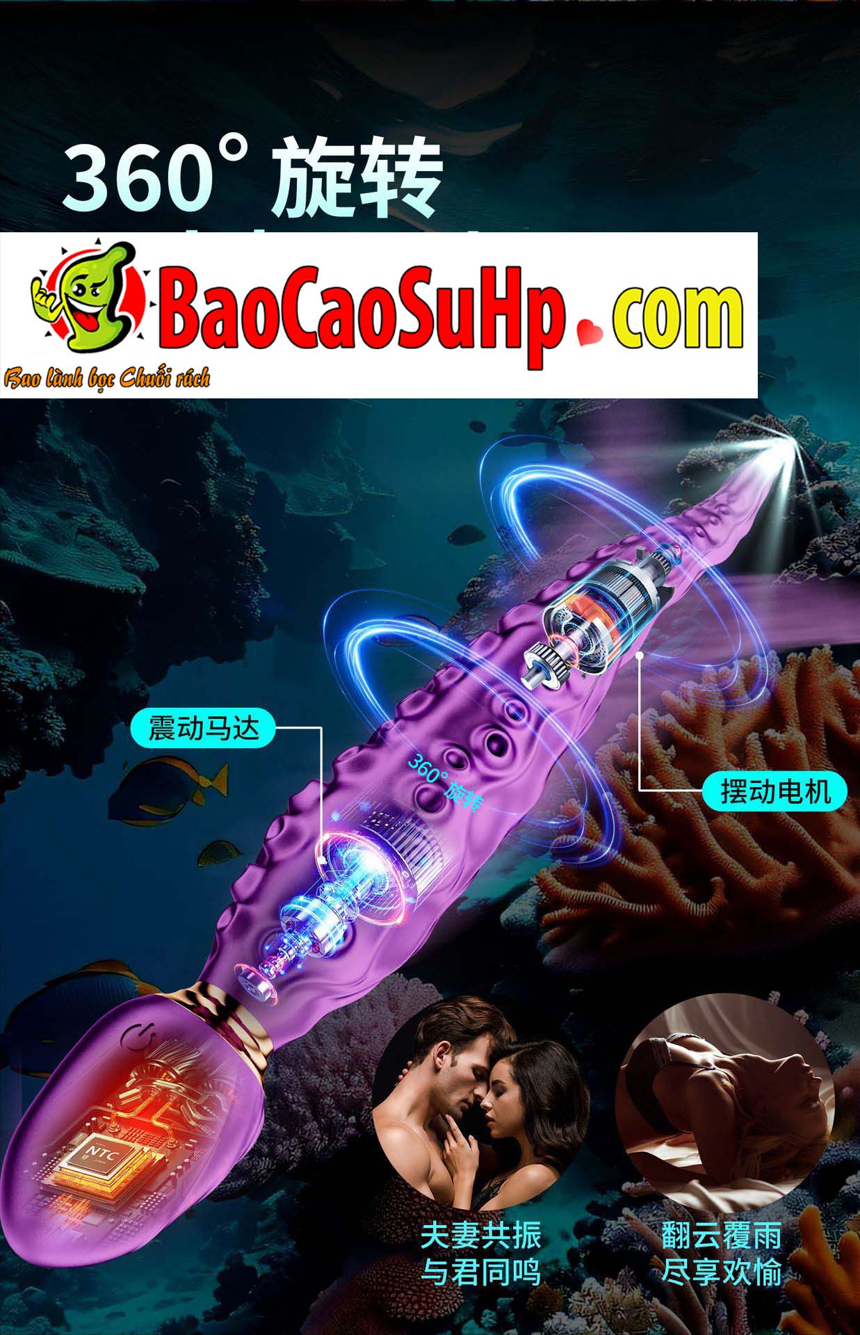 chay rung Octopus Stick Purple 14 - Chày rung 2 đầu Octopus Stick Purple rung ngoáy độc đáo Silicone