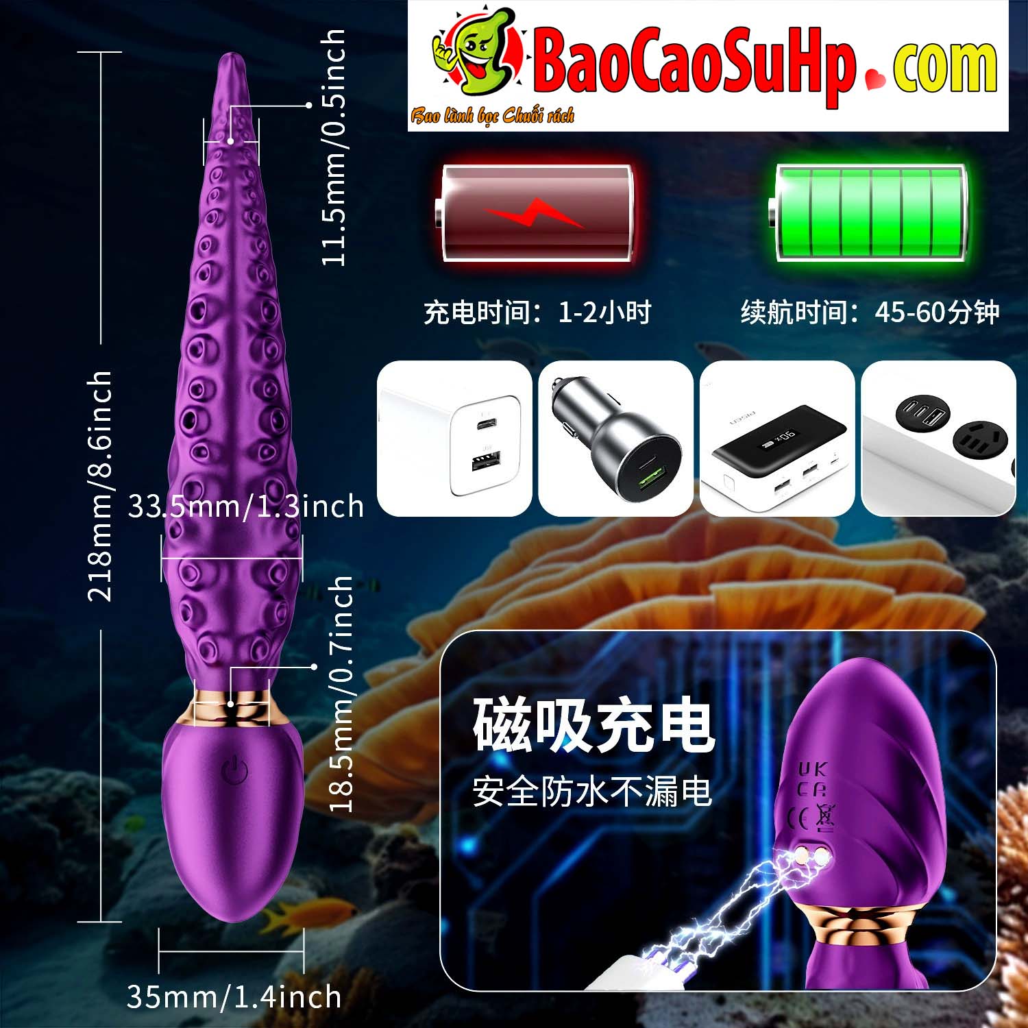 Chày Rung 2 Đầu Octopus Stick Purple Kích Thích Mới Lạ