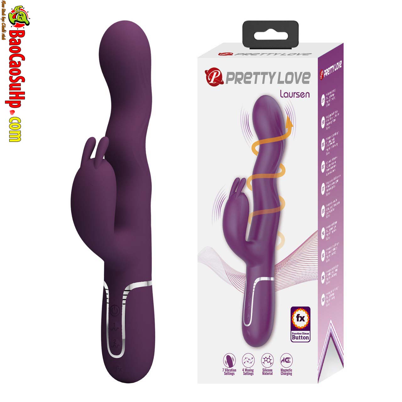 Dương Vật Giả 3D Tai Thỏ Prettylove Laursen Rung Ngoáy
