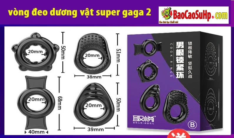 Bộ vòng đeo dương vật Super Gaga tăng kích thước hiệu quả Bộ vòng đeo dương vật Super Gaga tăng kích thước hiệu quả