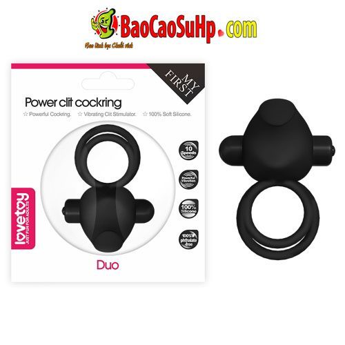 Vòng đeo dương vật Lovetoy Power Clit Duo silicone chống xuất tinh sớm Vòng đeo dương vật Lovetoy Power Clit Duo silicone chống xuất tinh sớm