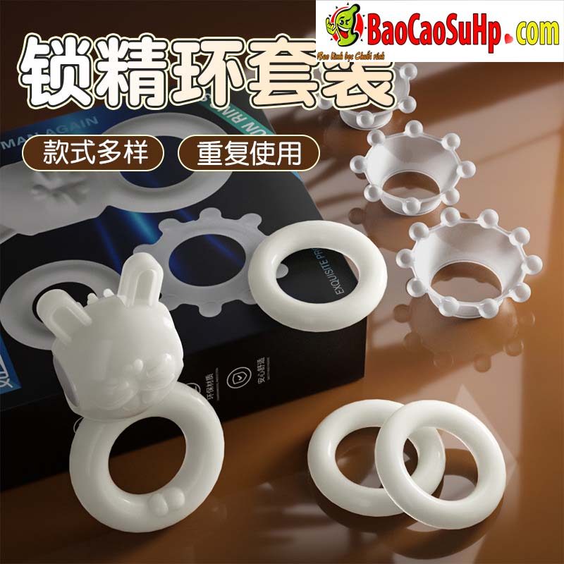 Bộ vòng đeo dương vật Jiuuy bi vòng Himiki đeo tai thỏ rung 7 món