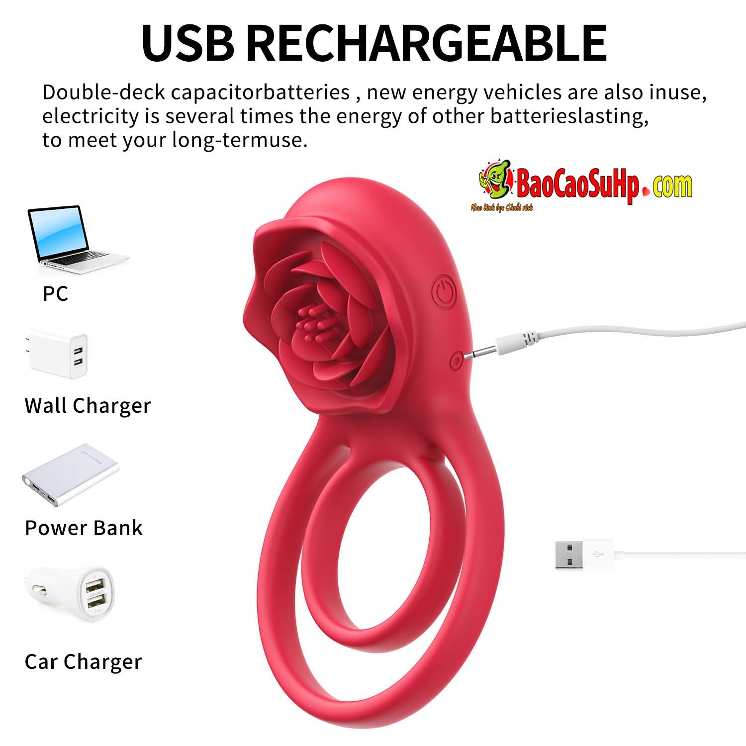 Vòng đeo dương vật HGOD ROSE rung điều khiển từ xa an toàn bền bỉ