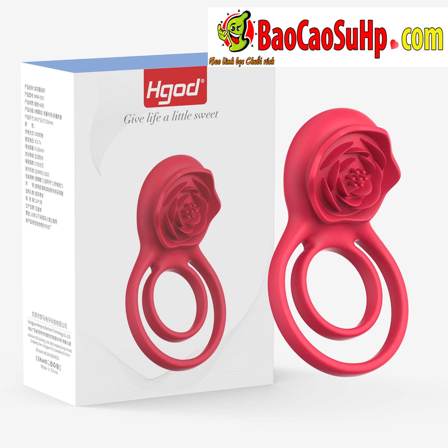 Vòng đeo dương vật HGOD ROSE rung điều khiển từ xa an toàn bền bỉ