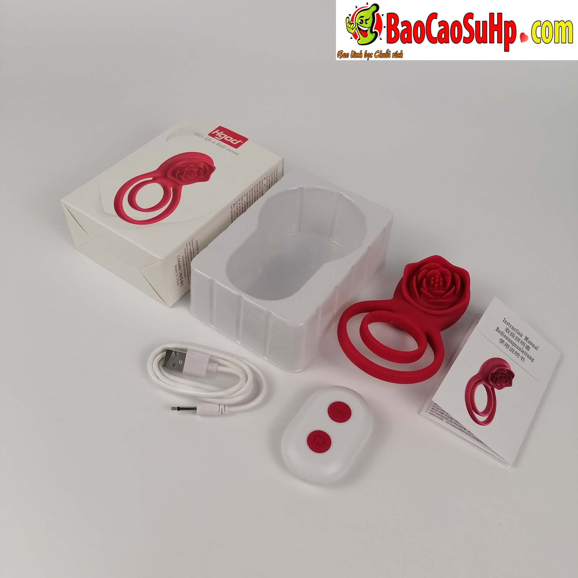Vòng đeo dương vật HGOD ROSE rung điều khiển từ xa an toàn bền bỉ