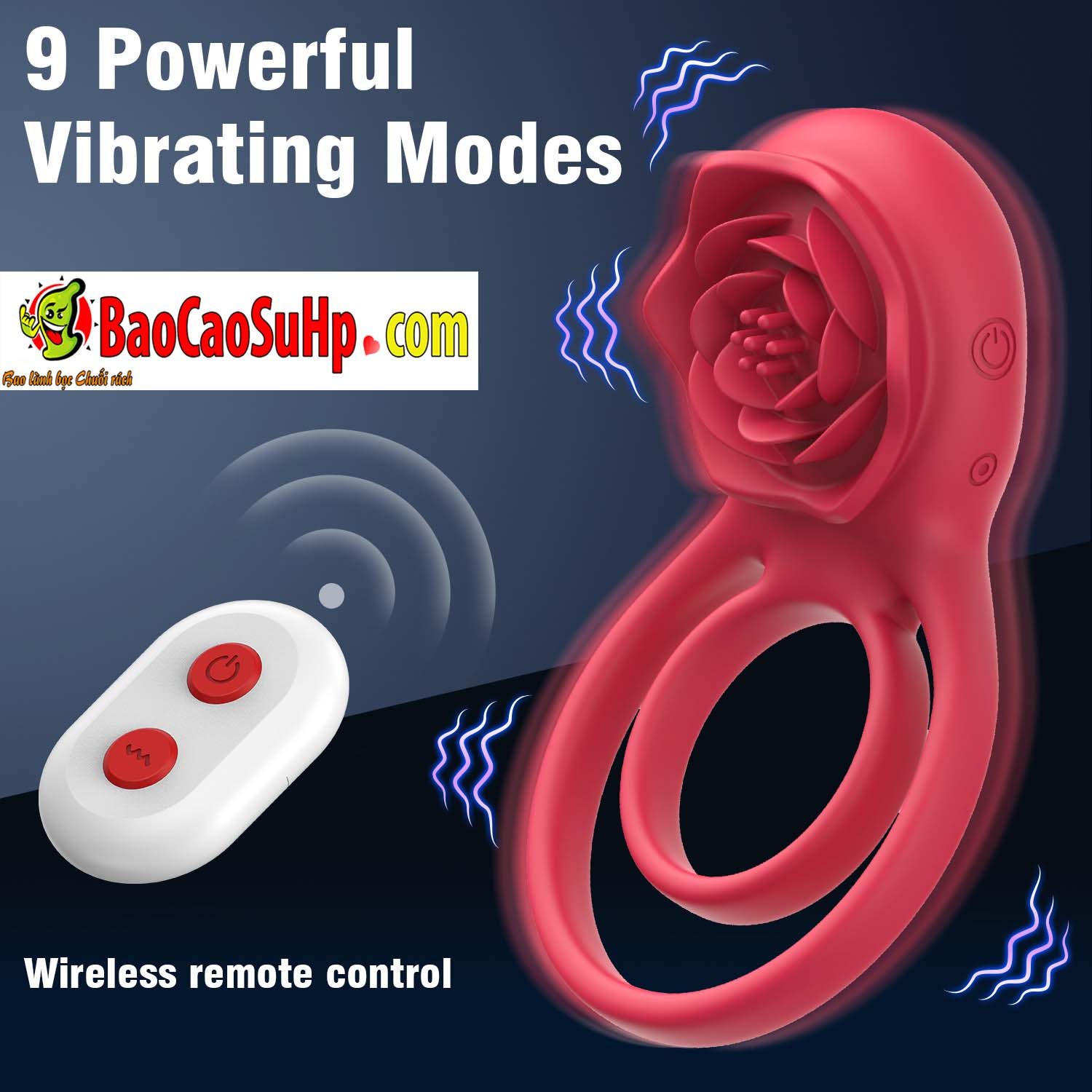 Vòng đeo dương vật HGOD ROSE rung điều khiển từ xa an toàn bền bỉ