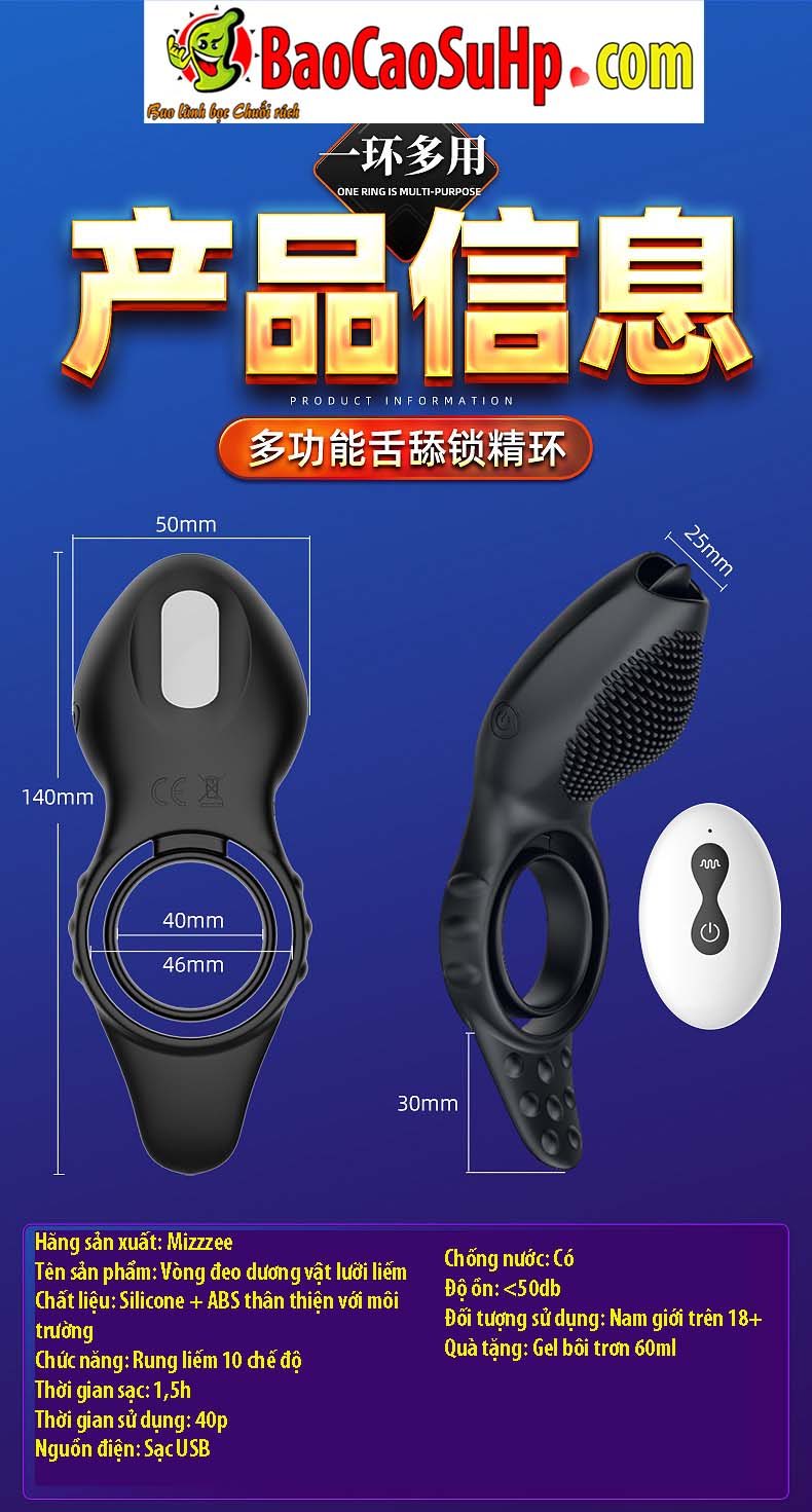 Vòng đeo rung điều khiển từ xa liếm lưỡi Qiaran secwell