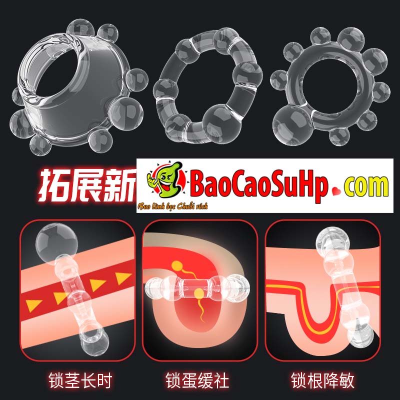Bộ vòng đeo dương vật 3 bi gân to Anulus Praeputialis kéo dài cực tốt