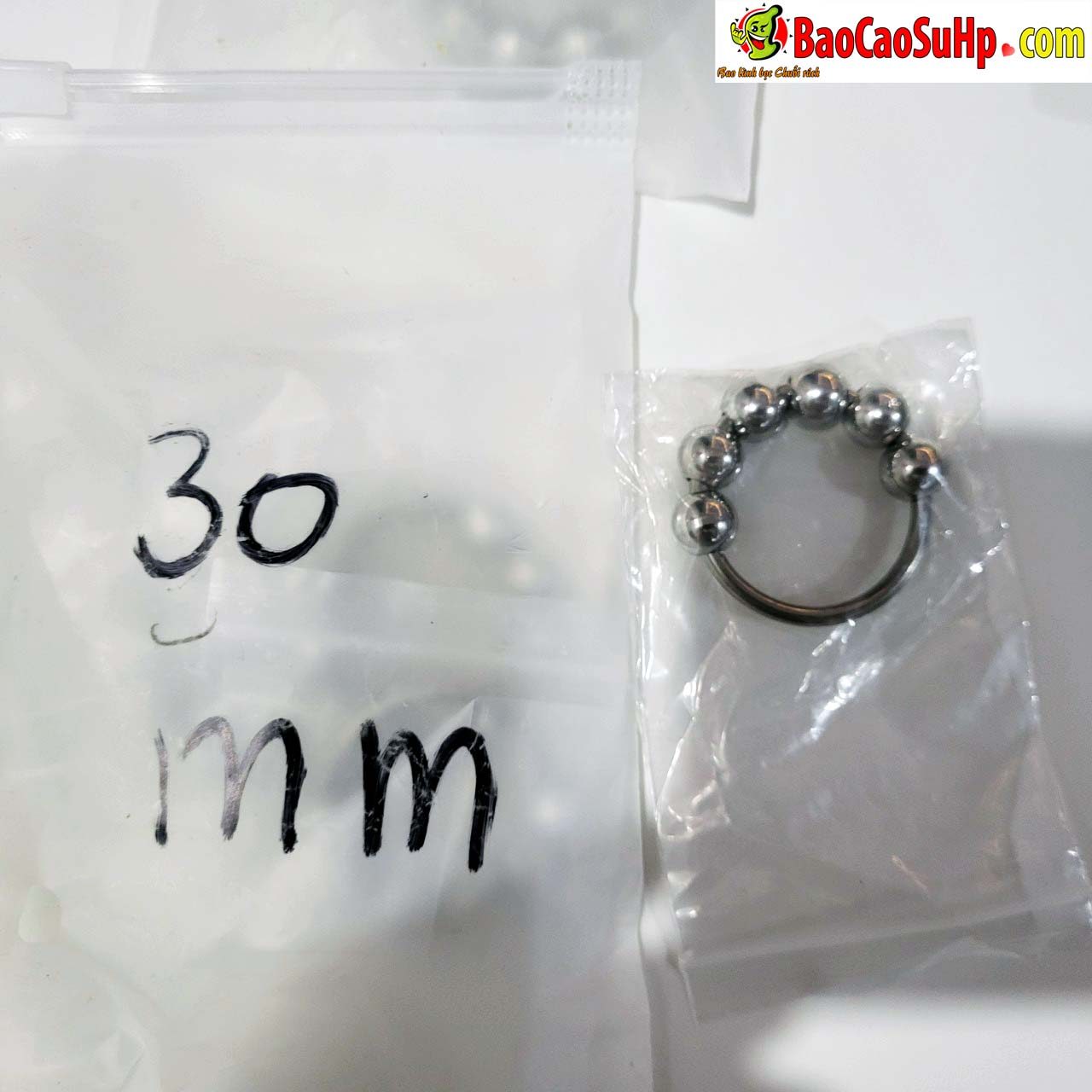 Vòng đeo dương vật inox hạt kích thích, đường kính 30-35mm