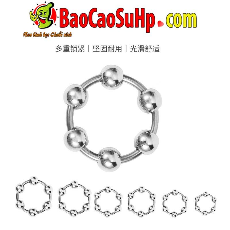 Vòng đeo dương vật inox hạt kích thích, đường kính 30-35mm
