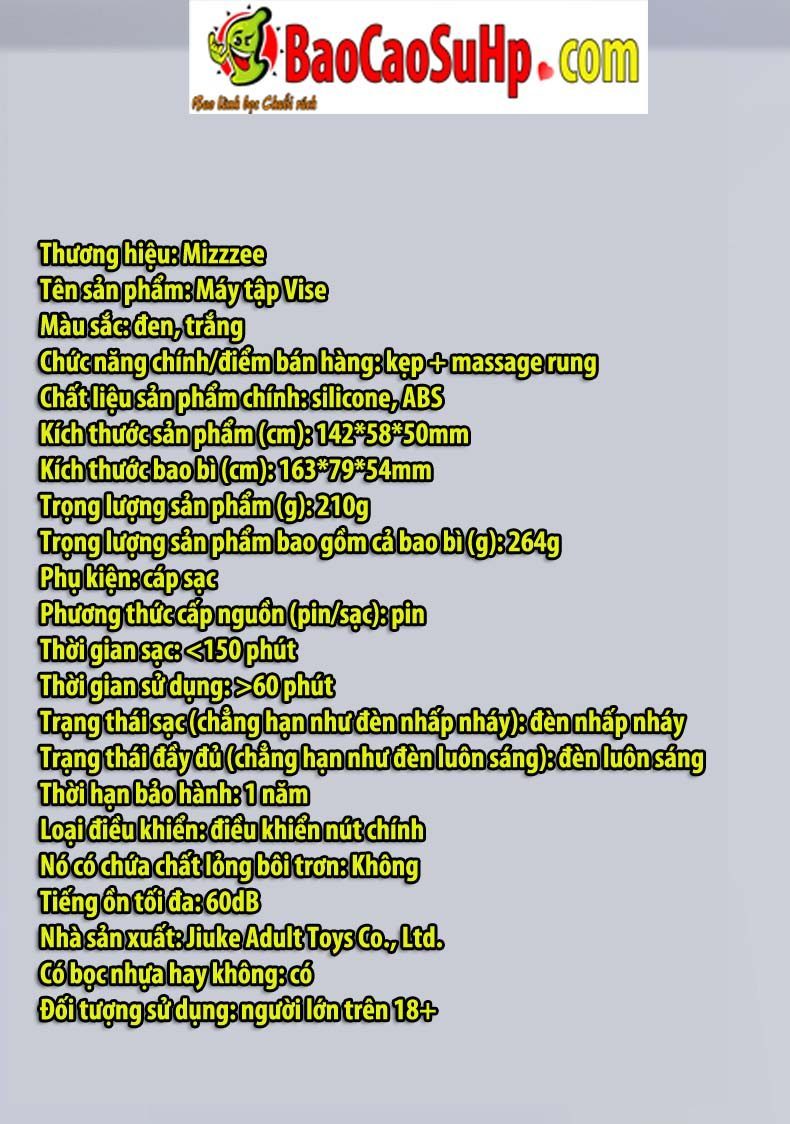 Máy rung Mizzzee VISE BLACK hỗ trợ massage nam giới kích thích