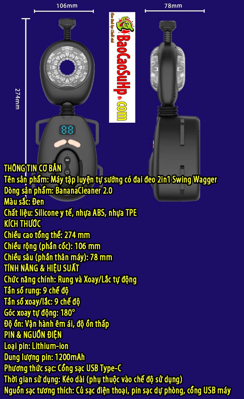 Máy tập tự sướng 2in1 Swing Wagger tiện lợi, tăng khoái cảm