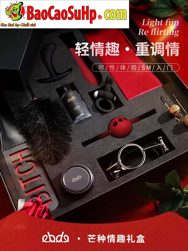 Hộp BDSM đen 11 món thụt hậu môn máy rung kẹp ti hấp dẫn