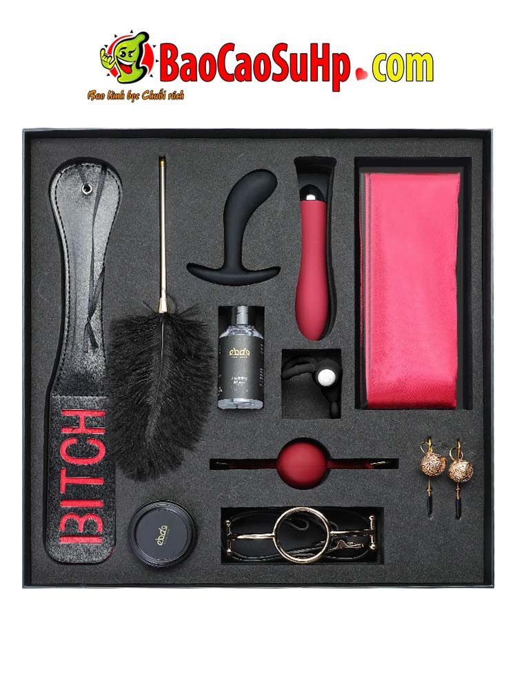 Hộp BDSM đen 11 món thụt hậu môn máy rung kẹp ti hấp dẫn