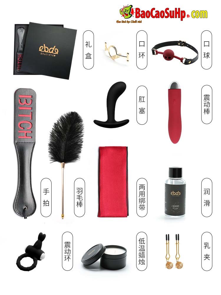 Hộp BDSM đen 11 món thụt hậu môn máy rung kẹp ti hấp dẫn