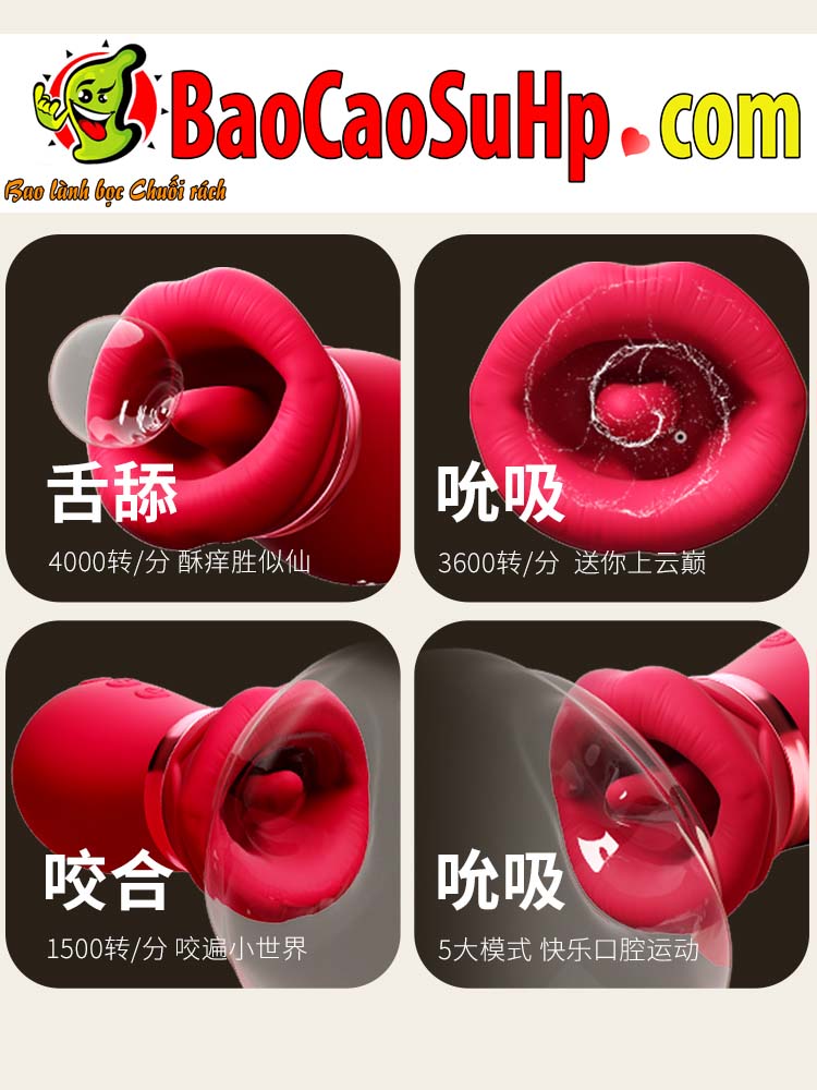 mieng gia Mizzzee RED Bambalina 9 - Lưỡi liếm đa năng Mizzzee RED Bambalina nhỏ gọn liếm hút 360
