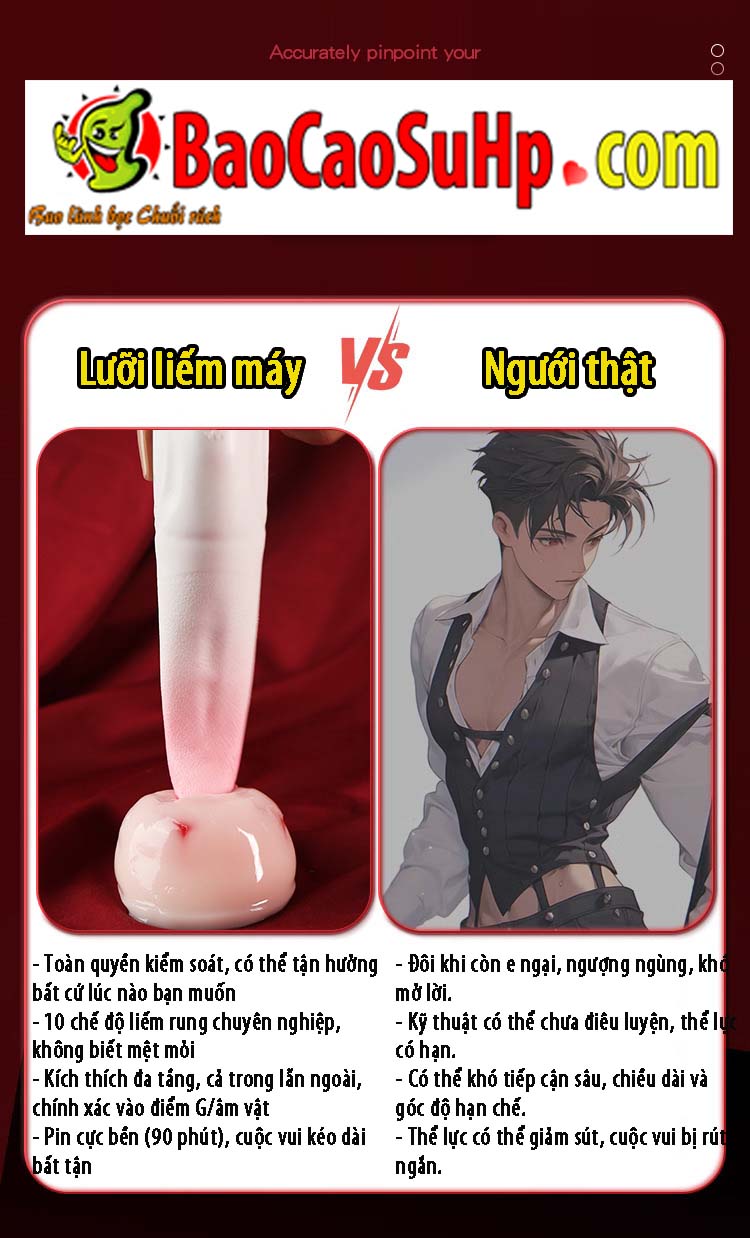 Lưỡi liếm rung silicone 3D nhỏ gọn mềm mại 10 chế độ rung chống nước