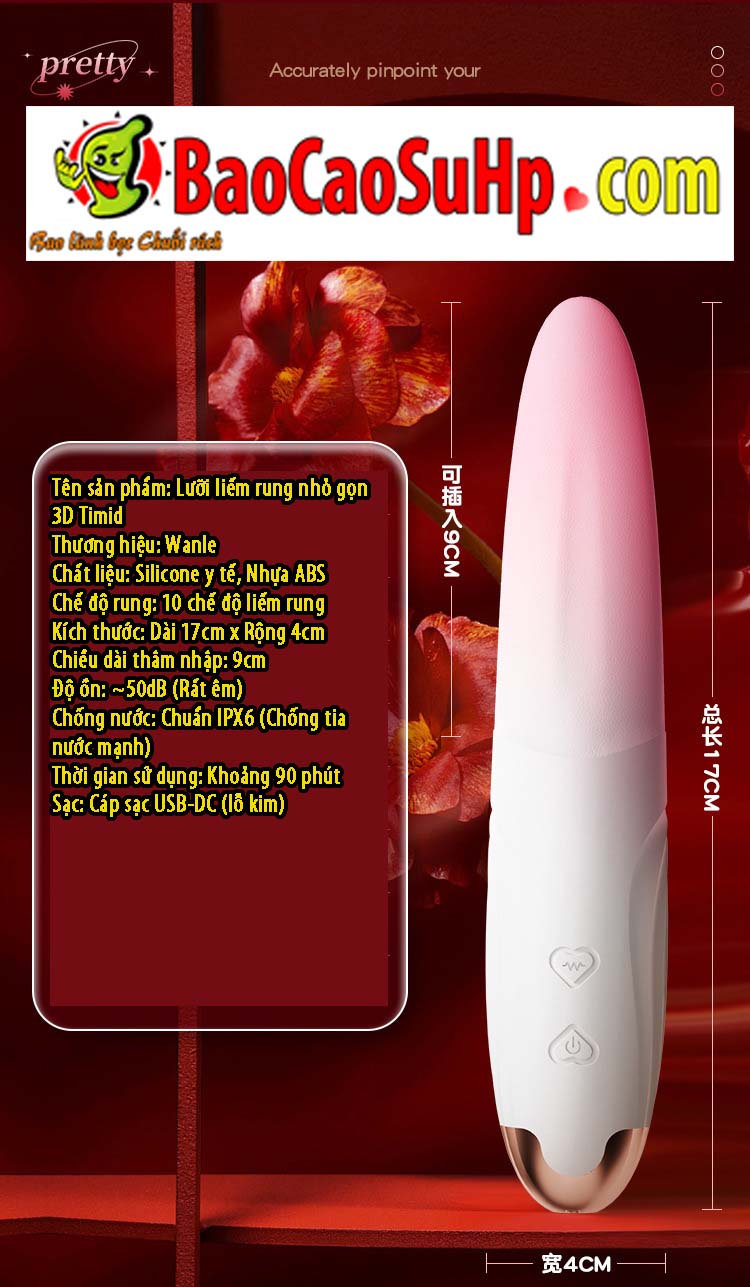 Lưỡi liếm rung silicone 3D nhỏ gọn mềm mại 10 chế độ rung chống nước