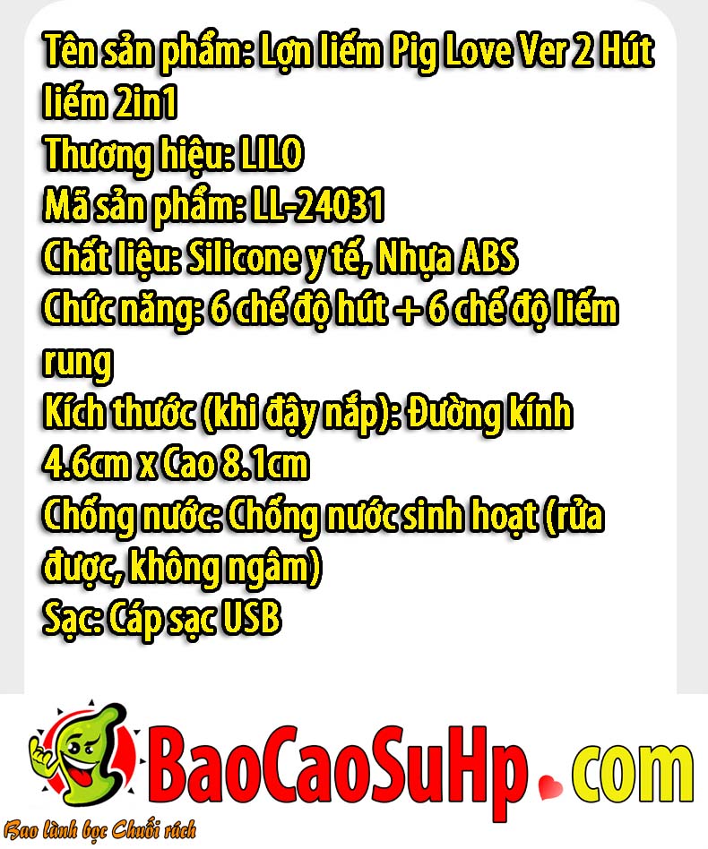 Lợn liếm Pig Love Ver 2 Hút liếm 2in1 Silicone mềm mại chống nước kích thích
