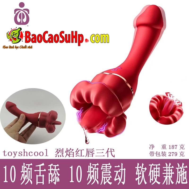 Dương vật giả lưỡi rung Inferno Kiss Tongue Vibrator 2in1 đa năng