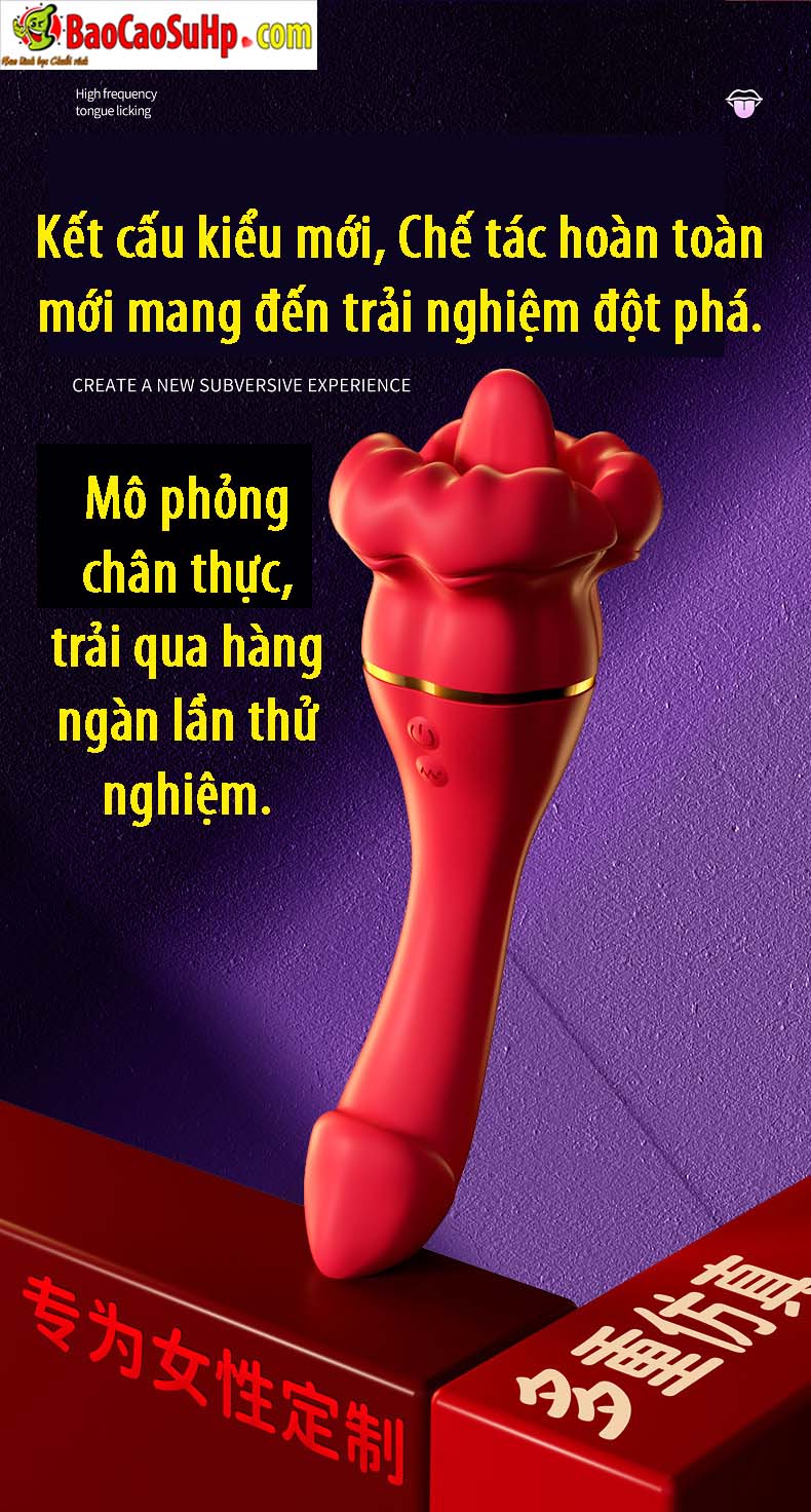 Dương vật giả lưỡi rung Inferno Kiss Tongue Vibrator 2in1 đa năng
